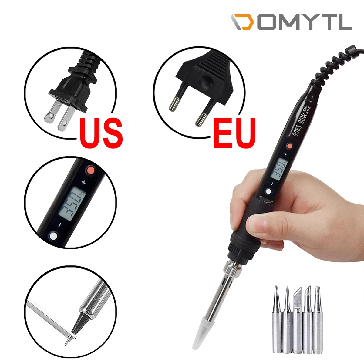 Комплект паяльника 80 Вт цифровые ЖК проводные электрические сварочные