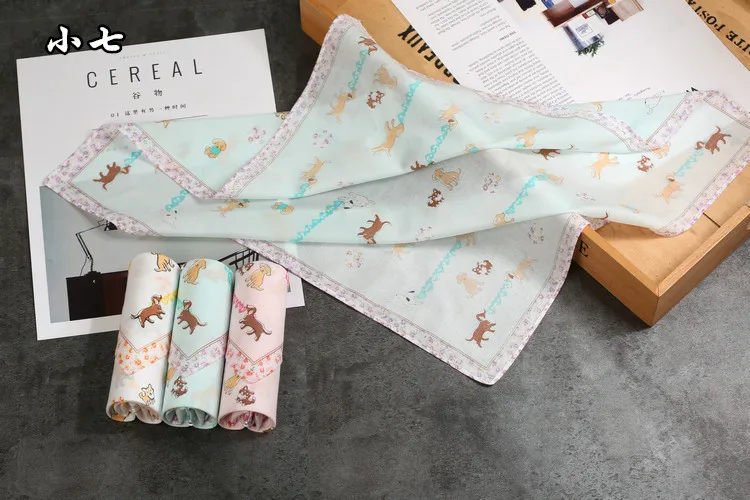 Handkerchiefs Women Kawaii Simple Classic Pocket Square Floral Printed Elegant Vintage Leisure Fashion Womens Chic New Females