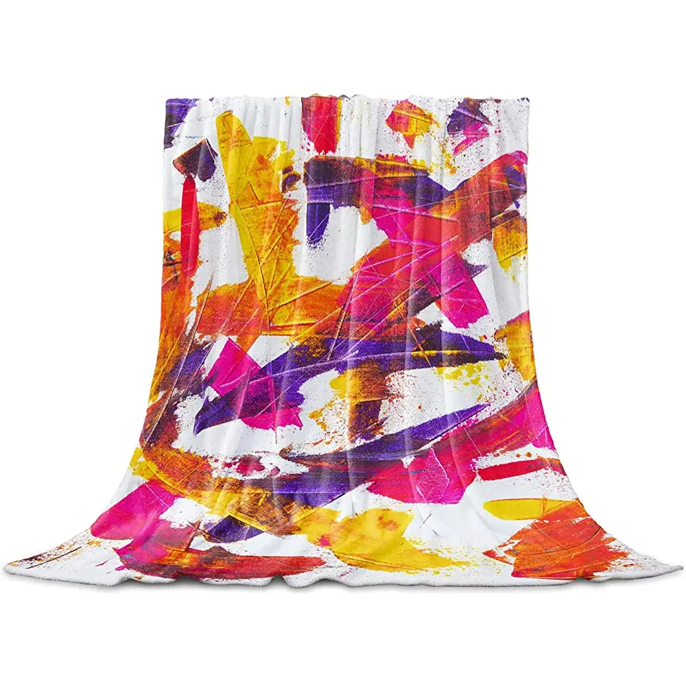 

Sweet Home Fleece Throw Blanket Full Size, Oil Painting Style, Lightweight Flannel Blankets for Couch Bed Living Room