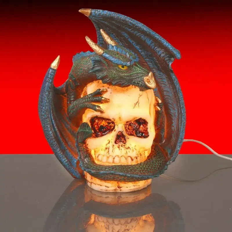

What On Earth Dragon Accent Lamp - Human Skull Mood Light with Wraparound Dragon