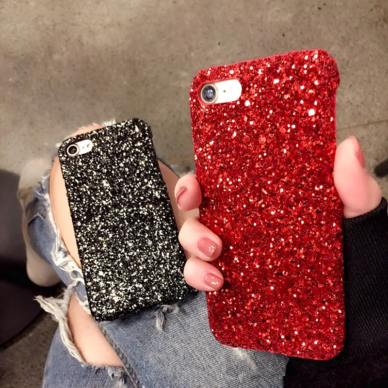 Женские модные блестящие Порошковые Чехлы для iPhone 7 8 6 S Plus Жесткий ПК чехол