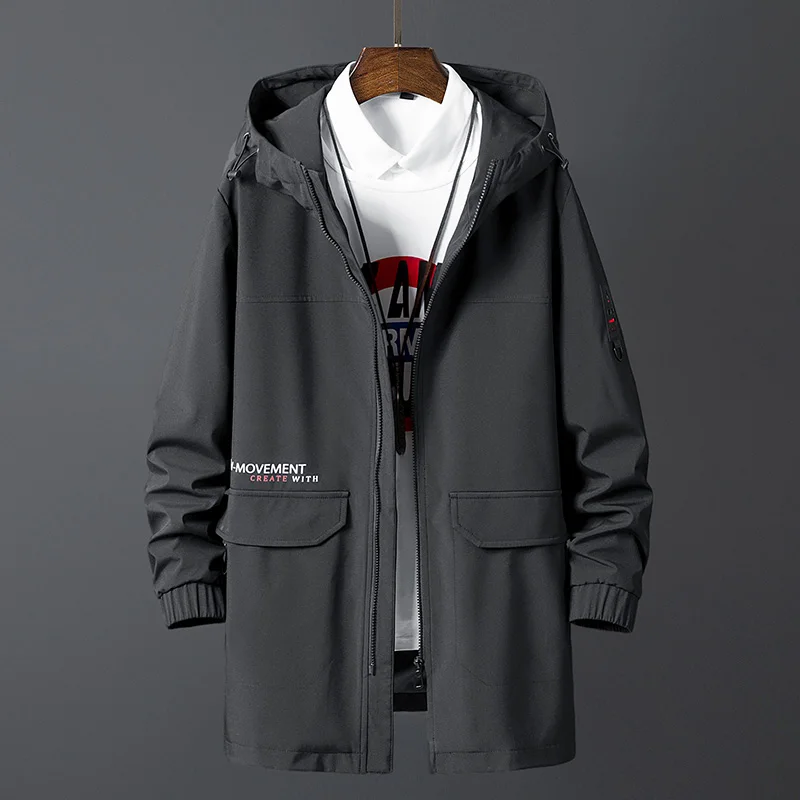 

2020 New Trench Black Grey Coat Men'S Overcoat Casual Windbreakers X-Long Fashion Spring Autumn Plus Oversized 7XL 8XL Jackets