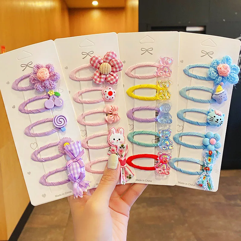 5 шт./компл. Милая красочная заколка для волос с бантом в виде цветка из