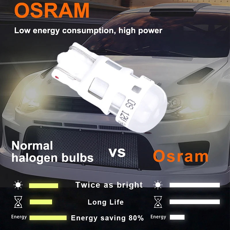 OSRAM Led W5W T10 Car Lampada Light LED Driving Wedge Bulb License Plate Lights 12V 194 168 w5w Interior 1 Pair | Автомобили и