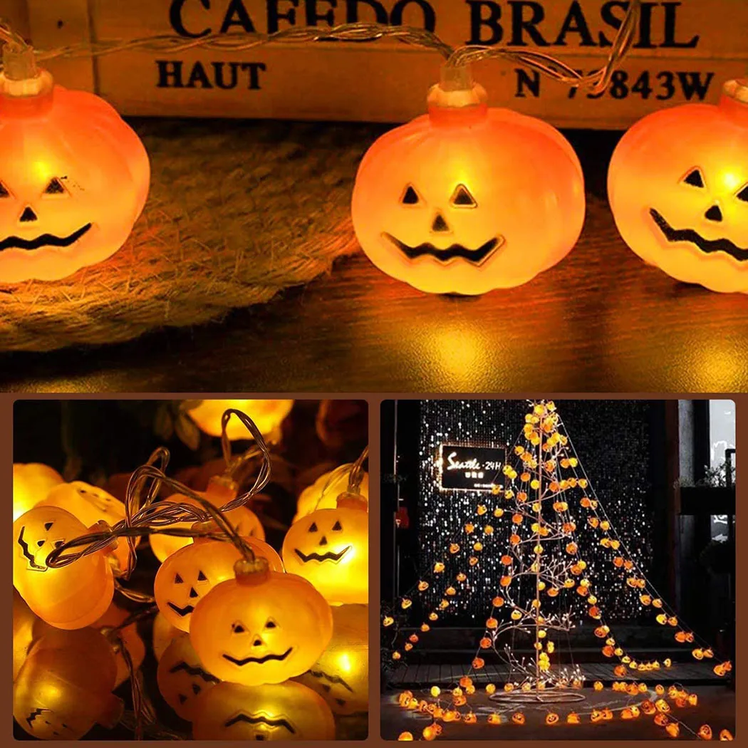 

300cm Copper Wire Halloween Fairy String Lights 20LED Pumpkin Hanging Prop Lamp For Halloween Celebration Christmas Decoration