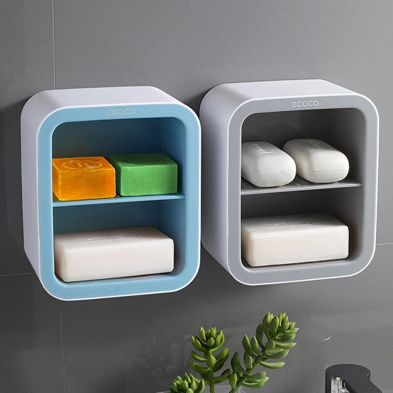 ecoco portable soap dishes for a bathroom wall mounted soap holder organizer plastic double storage rack bathroom accessories free global shipping