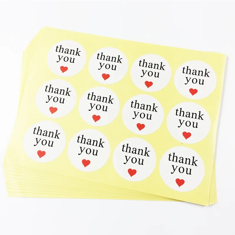 

1200Pcs Wholesale White Paper Thank you Sticker Labels Bakery Packaging Bags Sealing Stickers Self-adhesive For Box Cake Bag