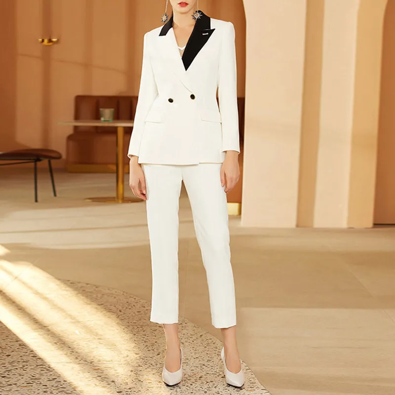 

Костюмы женские деловые из 2 предметов, смокинг с длинным рукавом, деловые брючные костюмы для свадьбы, индивидуальный пошив