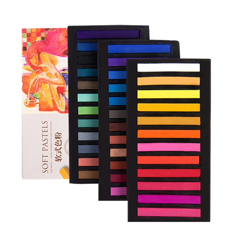 

New Hot Soft Pastel Set Square Pastels Chalks Square Artist Pastel Set Box of 12/24/36/48 Assorted Colors