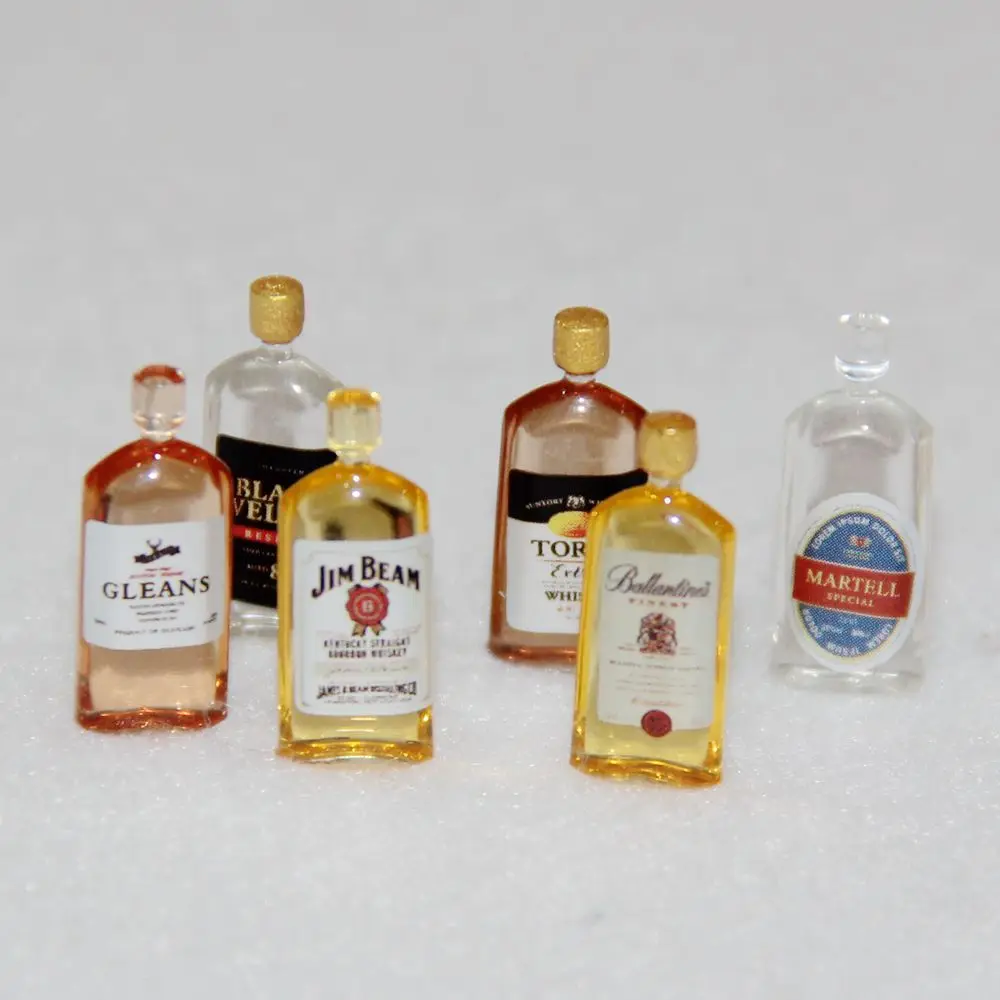 6 Piece set 1:12 Кукольный домик Миниатюрные аксессуары мини пластиковая минеральная вода бутылка вина моделирование мебель модель игрушки для кукольного дома - Цвет: 6 Piece set