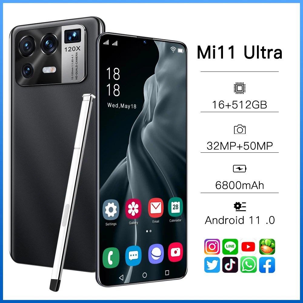 Mi11 Ultra-tel&eacute;fono inteligente desbloqueado, versi&oacute;n Global, pantalla HD de 6,7 pulgadas, 16 + 512G, 6800mAh, 32 + 50MP, 5G, Android-2