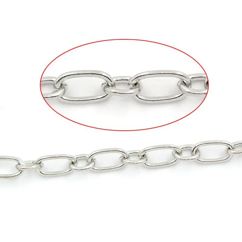 DoreenBeads сплав Серебристые цепи 7 мм x 4 (2/8 дюйма 1/8 дюйма) (1/8 2 м Новинка|silver tone|4mmtone |