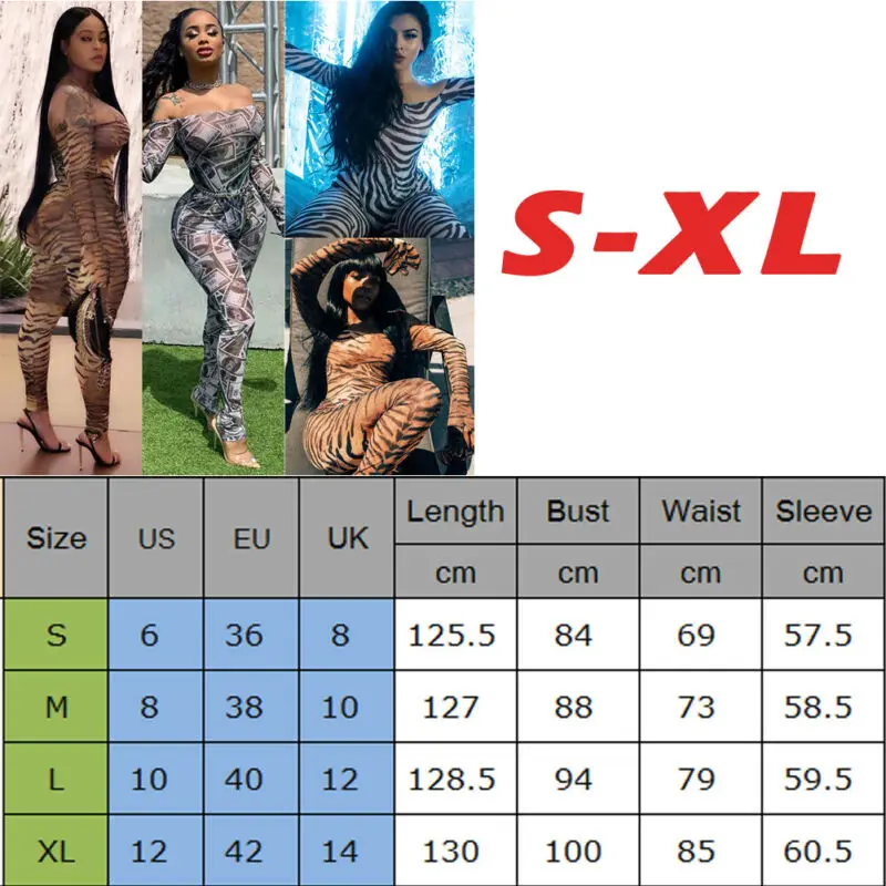 

2020 Sexy Women Off Shoulder Long Sleeves Floral Casual Evening Party Jumpsuits Clubwear Slim Romper New