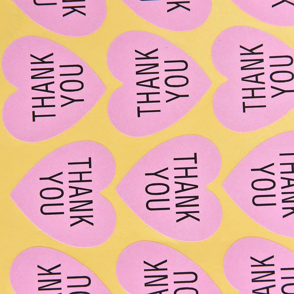 

24pcs/2sheets Pink Heart-shaped Labels For Thank You Packaging Sealed Sticker for Wedding