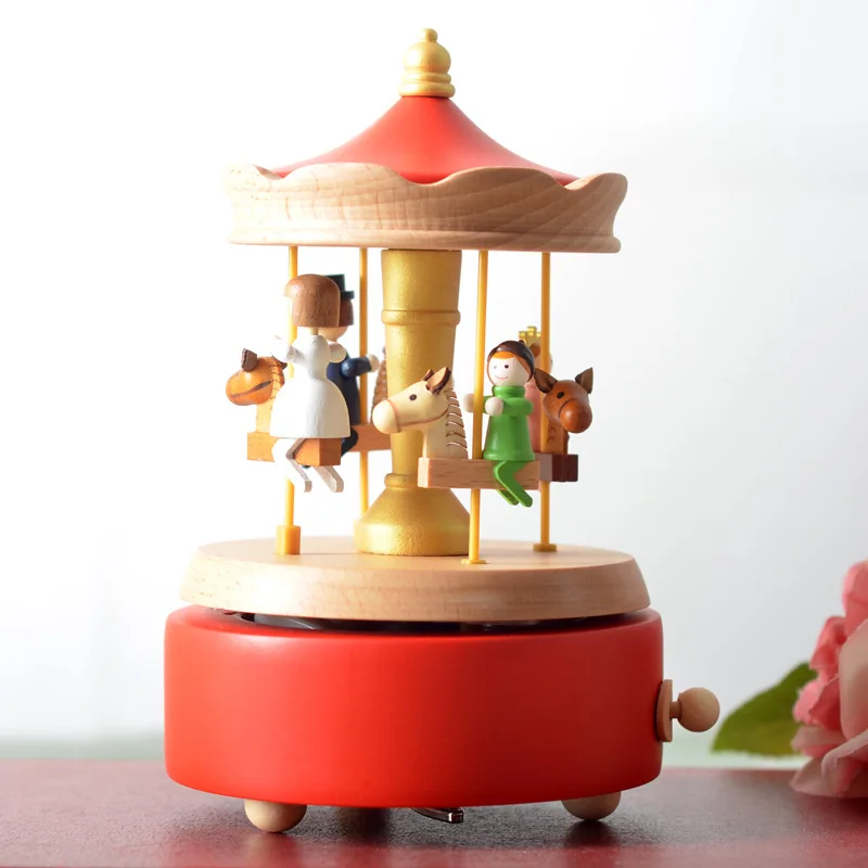 

1521 Lifting merry-go-round wooden decoration Arts and Crafts Music Box Toy for Children Adult Holiday gifts souvenirs