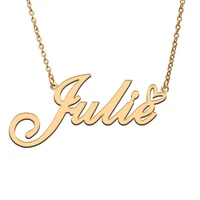 love heart julie name necklace for women stainless steel gold silver nameplate pendant femme mother child girls gift