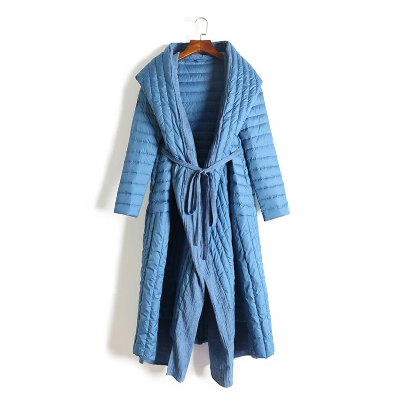 

2020 Casaco Feminino Full Cotton Real Trench Coat Lazy Wind Down Female New Personality Large Lapel Long Capas Y Ponchos Damas