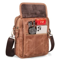 2021 New Genuine Leather Men Vintage Handbags Small Flap Mens Shoulder Messenger Crossbody Bag Casual Office Pocket Satchels