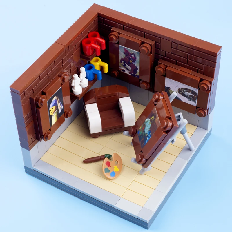 

MOC Building Blocks City Home Scene Figure Painter Studio Accessories Kids Toys