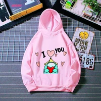 kawaii i love you graphic print pink hoodie girls winterspringautumn kids clothes harajuku birthday gift sweatshirt wholesale