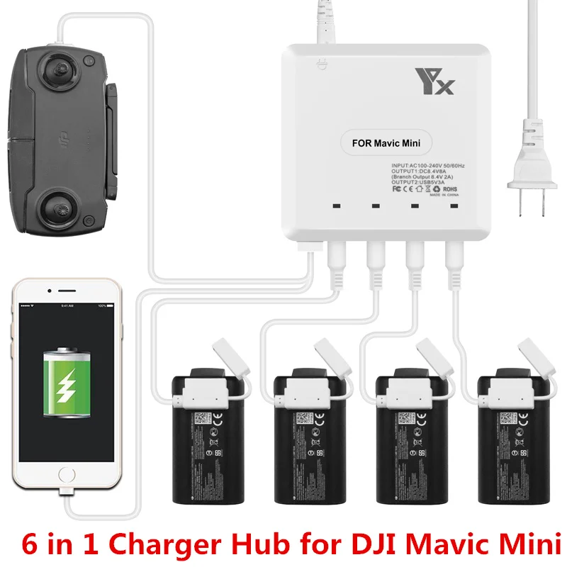 Зарядное устройство Mavic Mini 6 в 1 для зарядки аккумуляторов с дистанционным