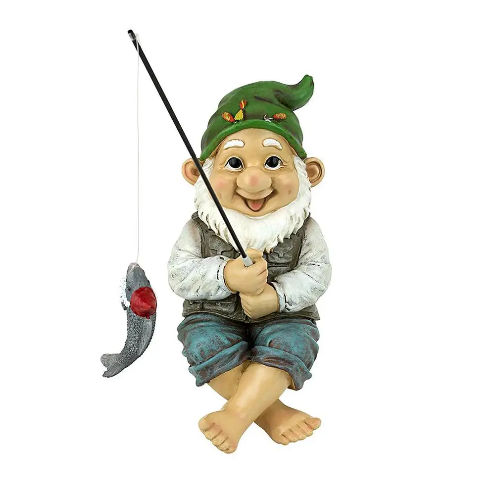 

Garden Gnome Statue Resin Fishing Dwarf Elf Figurines Yard Lawn Porch Outdoor Ornaments Home Decoration Sculptures Art Crafts