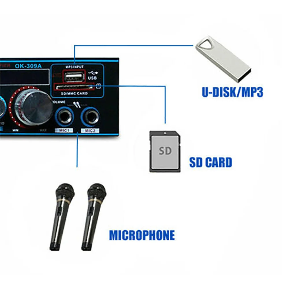 800 Вт двухканальный стерео аудио усилитель мощности для автомобиля дома HiFi