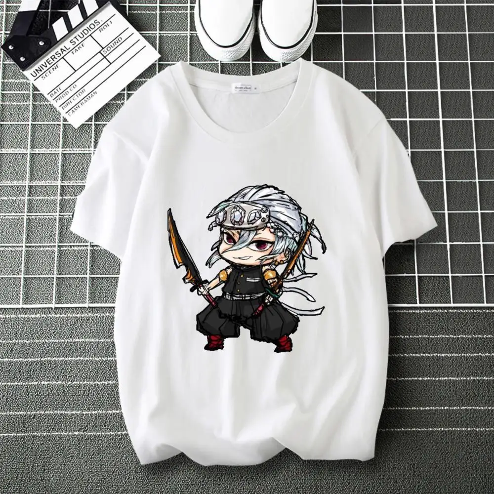 

Demon Slayer Uzui Tengen Graphics Print Soft T-Shirt Round Collar Short Sleeve Splicing Shirt Tee