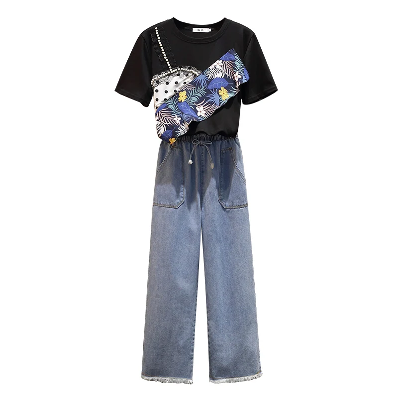 

Summer Casual Jeans Women 2 Piece Set Top And Pants Conjuntos De Mujer Conjunto Feminino Ensemble Femme Two Piece Set