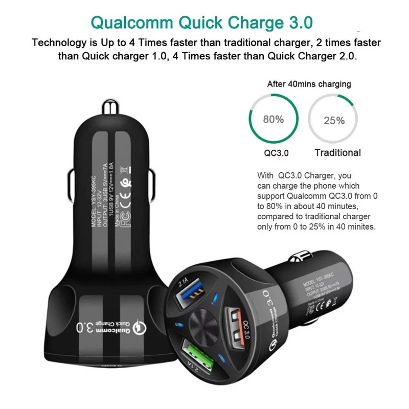 Tongdaytech Quick Charge 3,0 4,0 автомобильное зарядное устройство 3 USB порта зарядное устройство для iPhone X 8 7 11 телефон быстрое зарядное устройство для samsung S8 Cargador