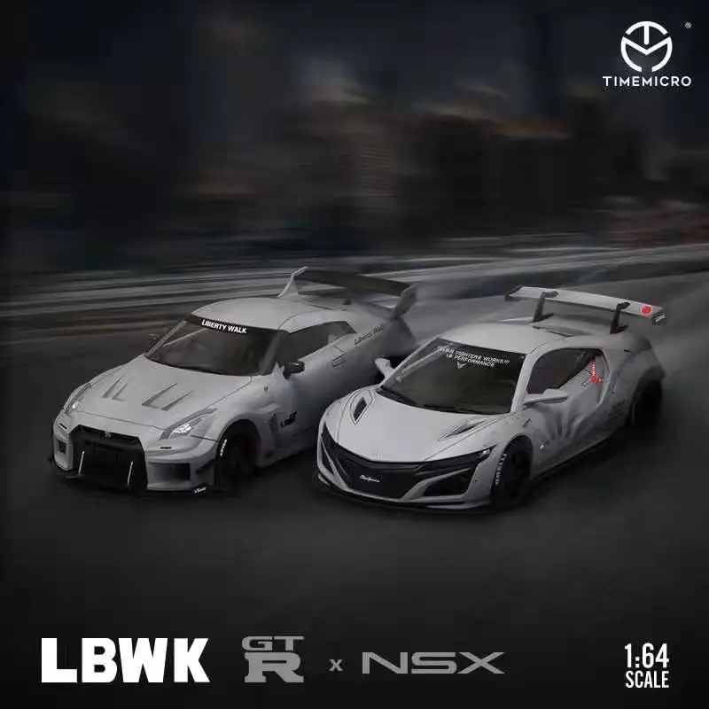 Time Micro 1/64 Honda LB NSX и Nissan GTR 3 0 модель автомобиля из сплава дисплей коллекционные