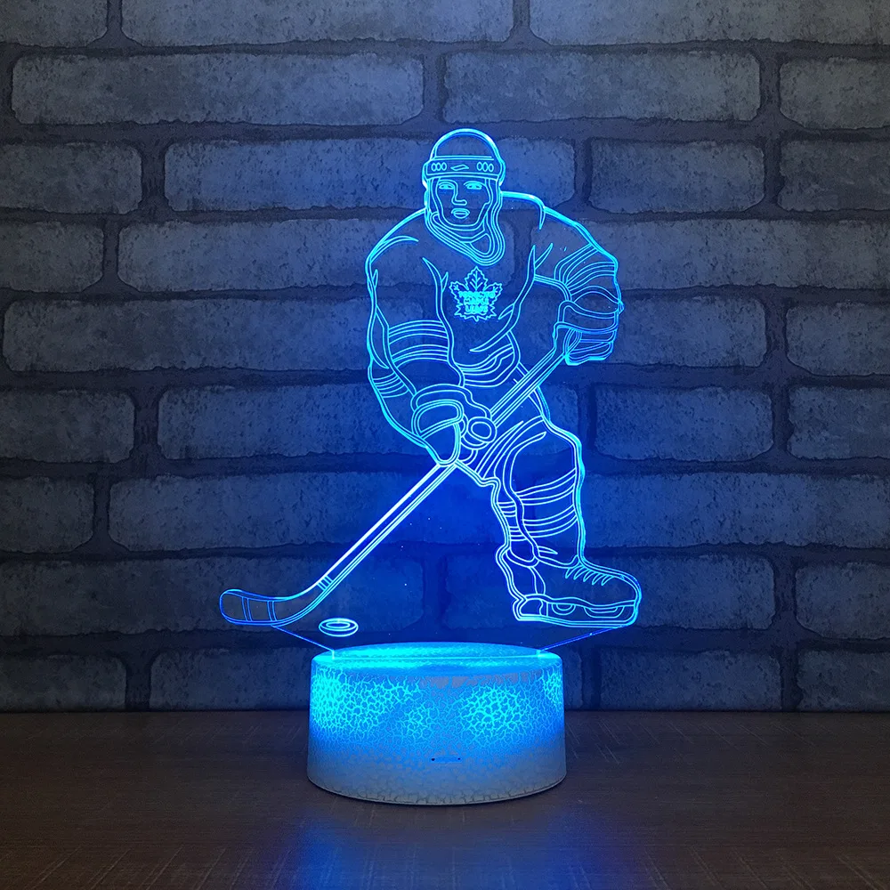 

Hockey LED RGB Night Light 7 Color Change Desk Light Action Figure PVC Kids Toys Brinquedos Christmas Gift