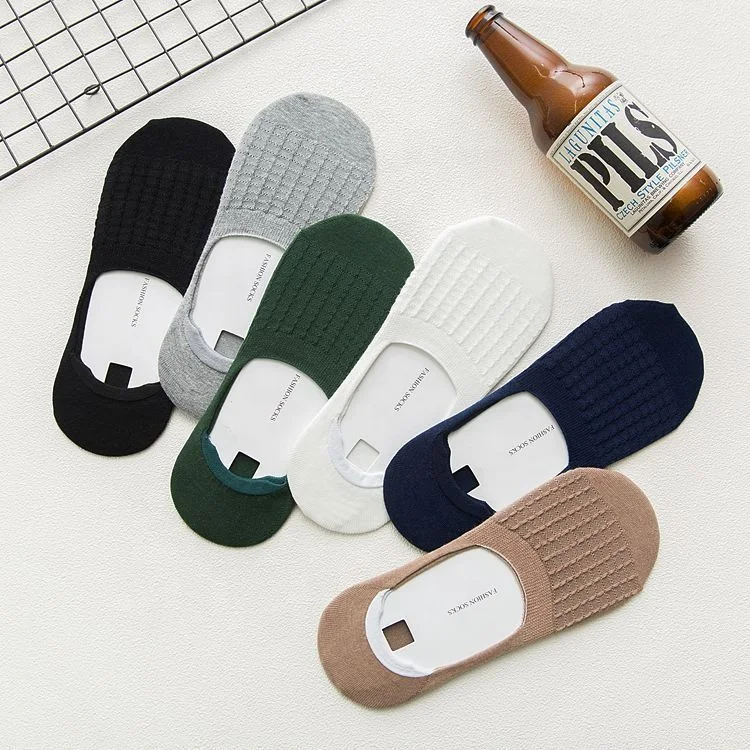 

Newest Men Three-dimensional Grid Cotton Invisible Low Cut Socks Men Socks