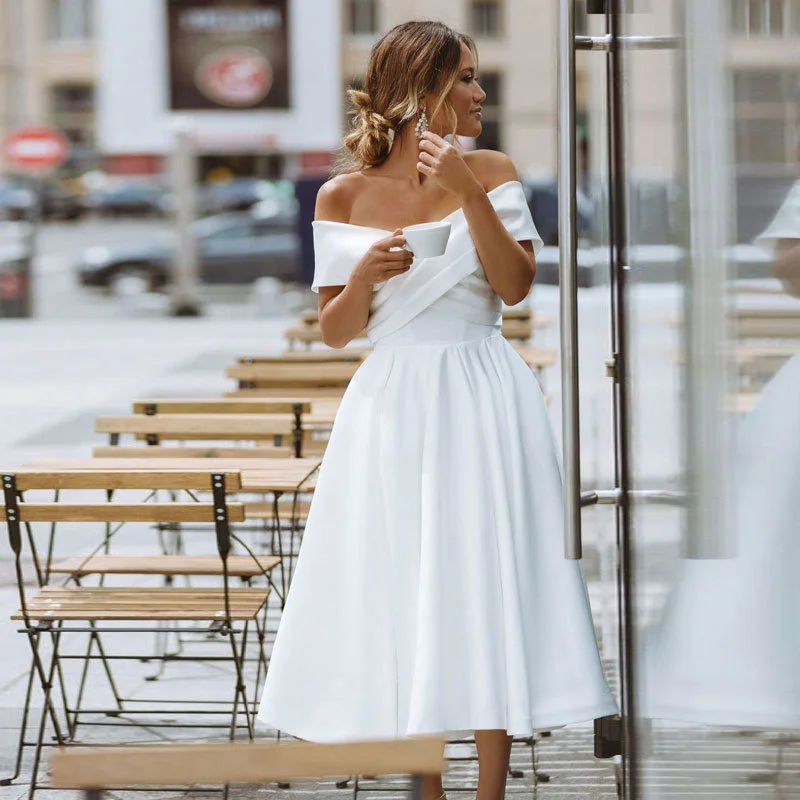 

2021 New Satin Material Wedding Dress Elegant And Simple Temperament