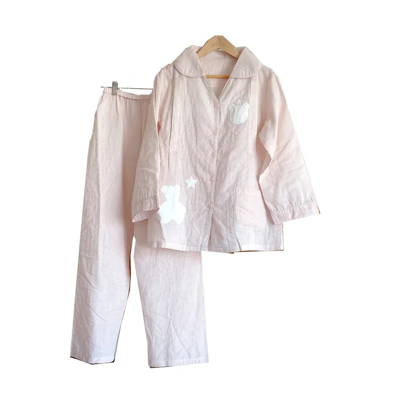 

Vertical invisible lactation delivery service pure cotton double layer cotton yarn pregnant women's pajamas adjustable tightness