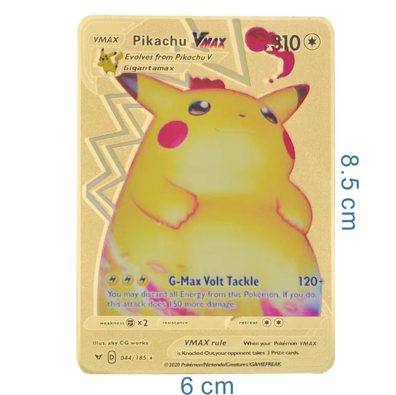 

Hot Sale Metal Pokemon Cards Game Anime Battle Gold Charizard Shining Pikachu Collection Card Toy For Children's Birthday Gifts