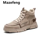 Ботинки Mazefeng мужские тактические, армейские ботинки, дышащие кожаные сетчатые высокие, Повседневная рабочая обувь для пустыни, полуботинки SWAT
