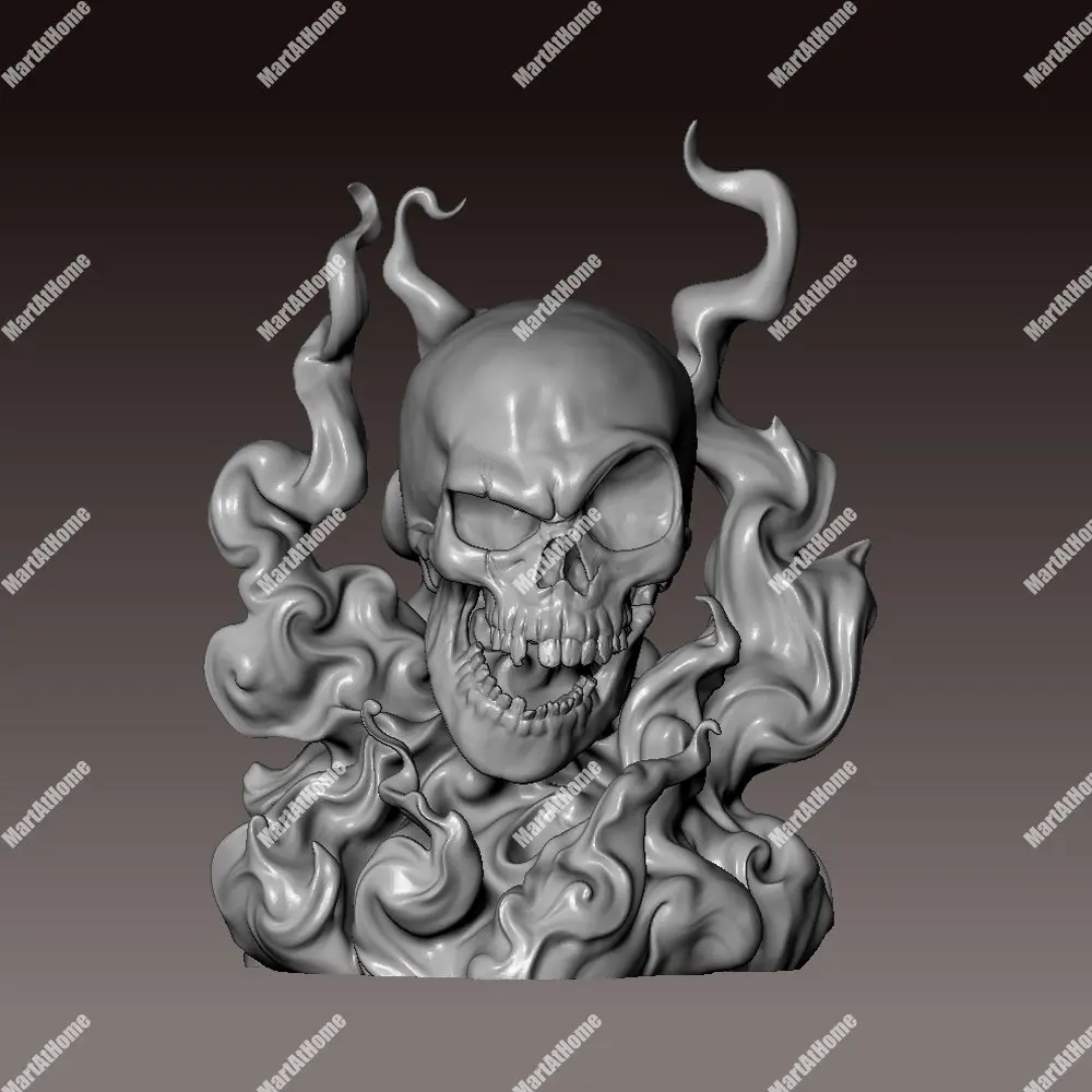 Demilich голова 3D модель STL файл круглая резьба Рисунок Череп Пламя для ЧПУ