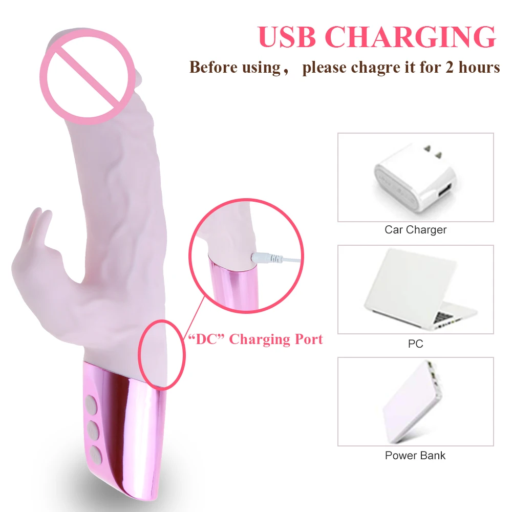 Фаллоимитатор с заячьими ушками для стимуляции клитора водонепроницаемый