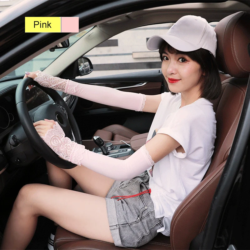 

Newly Women Sunproof Ice Silks Arm Sleeve Lace Sun UV Protection Cooling Sleeves for Outdoor Sports 19ing