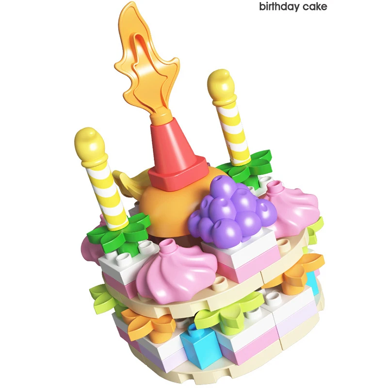 

DIY 100PCS Birthday Cake Big Size Building Blocks Play House Big Brick Toys For Children Girls Boys Gift