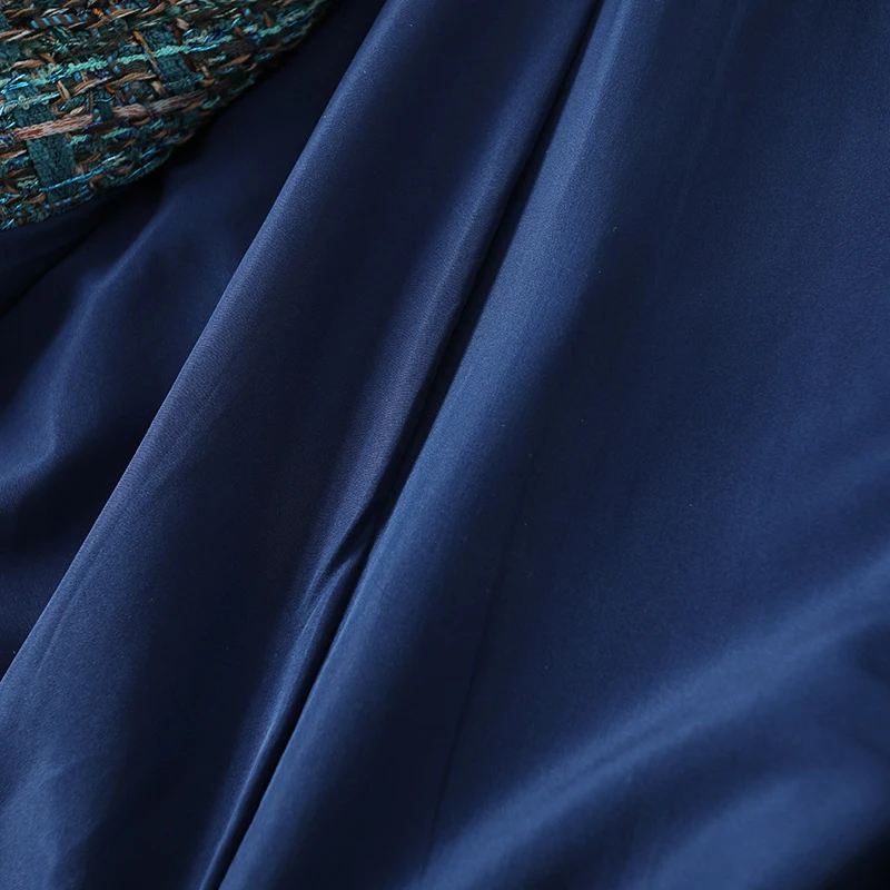 

SHENGPALAE Temperament Green Tweed Blazer Women's Autumn 2021 New V-neck Loose Single Breasted Long Sleeve Suit Jacket Female