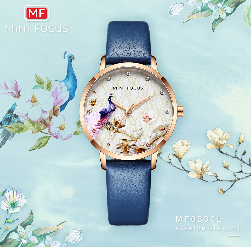 MINIFOCUS, модные женские синие кварцевые часы, лучший бренд, роскошные женские кожаные часы для часов, повседневные водонепроницаемые наручные часы, подарок для девочки