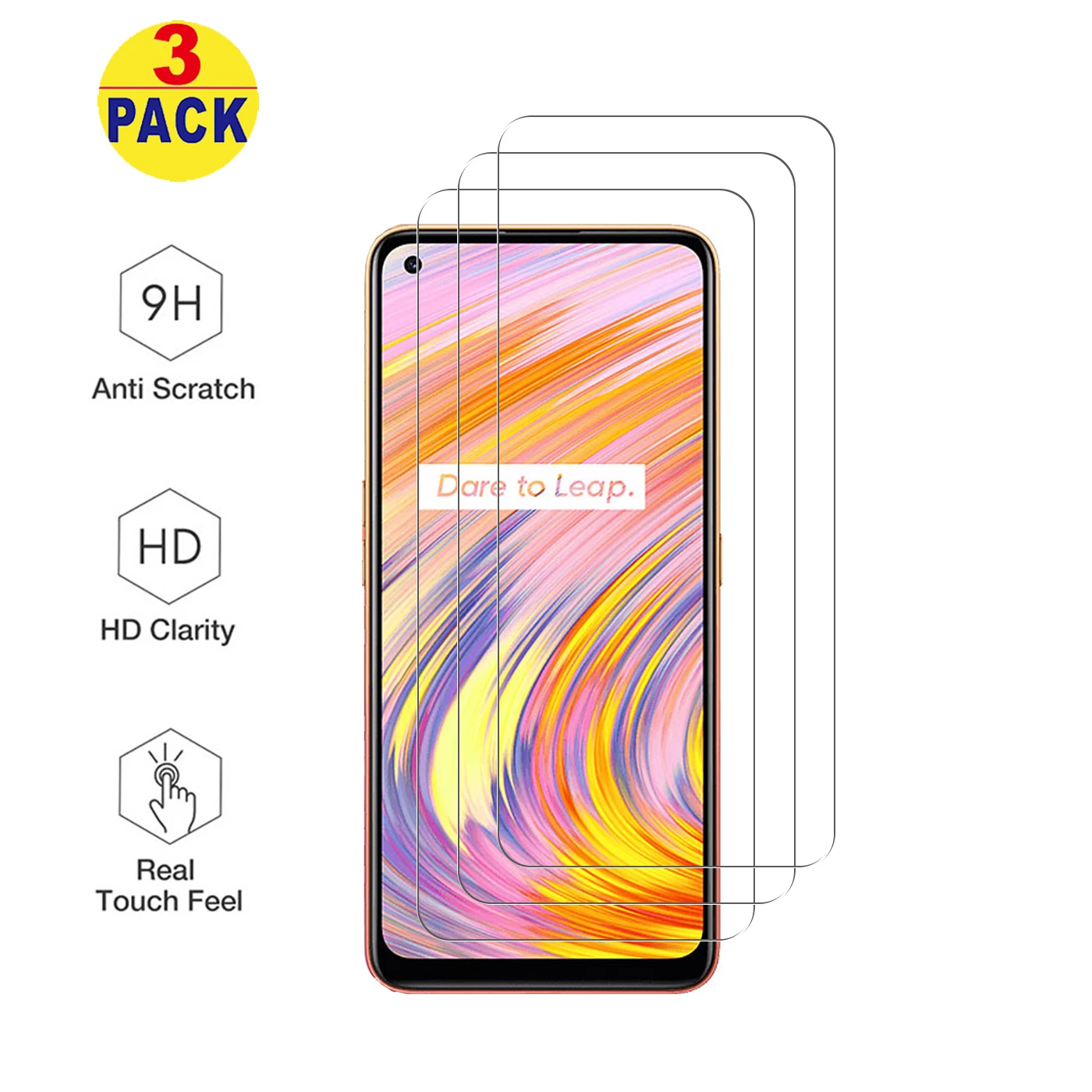 

for Realme V15 5G Tempered Glass Screen Protector, 9H Hardness Tempered Glass Film for Realme V15 5G