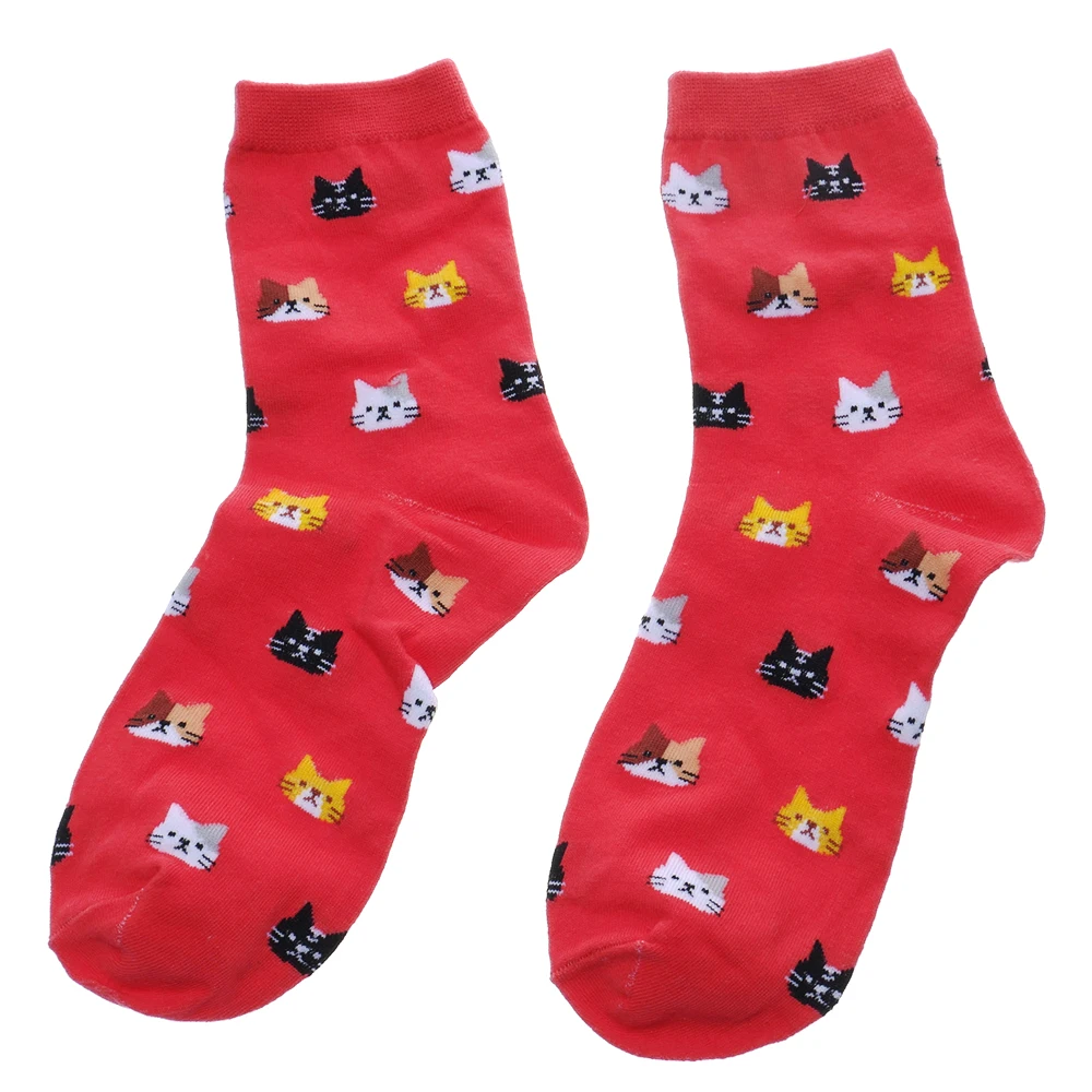 Корейская мода эластичные жаккардовые милые носки с кошачьим лицом женские