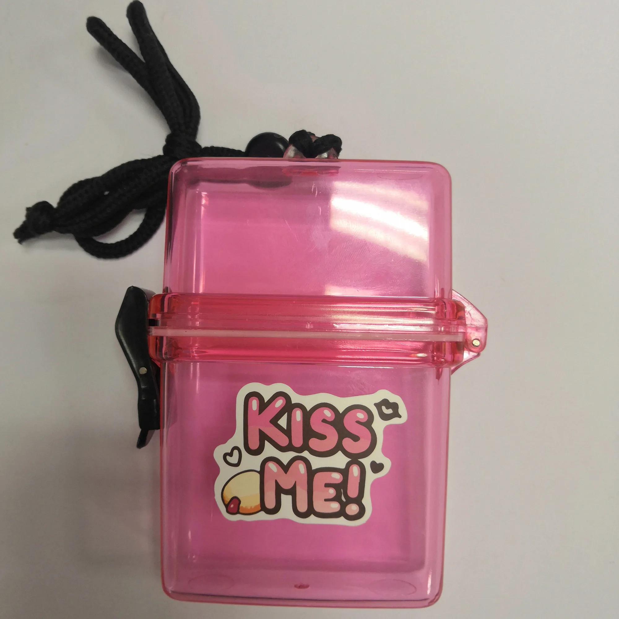 Pink Kiss Вмещает 20 пачек многоцветный женский DIY мультфильм письмо портсигар чехол прозрачный Водонепроницаемый пляж магазин коробка креативный подарок - Цвет: Pink Kiss