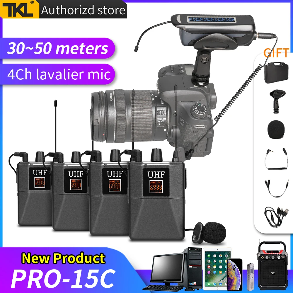 Беспроводная микрофонная система TKL PRO 15C Audio петличный микрофон УВЧ для телефона