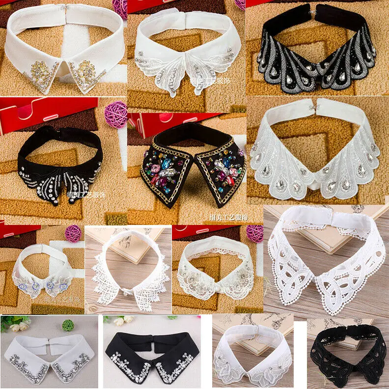 Съемный нагрудник с ложным воротником Стразы для женщин и девушек|Аксессуары