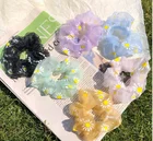 Резинка для волос с маленькой маргариткой, мягкая из органзы, с прозрачной пряжкой, летнее кольцо для волос с милым цветочным принтом, аксессуары для волос