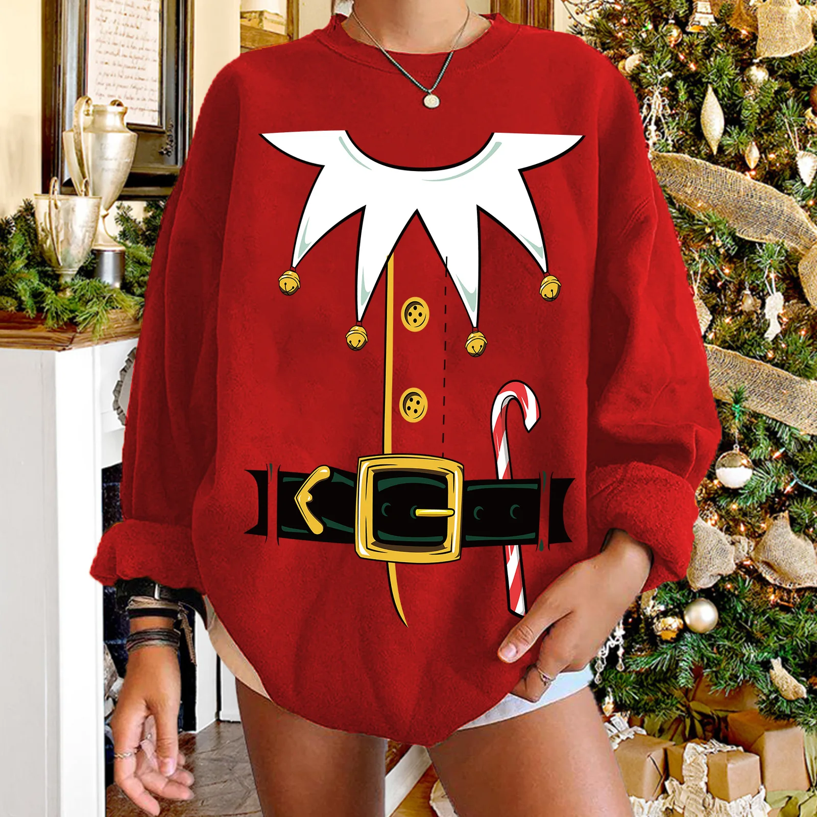 

Женский свитшот с длинным рукавом и круглым вырезом